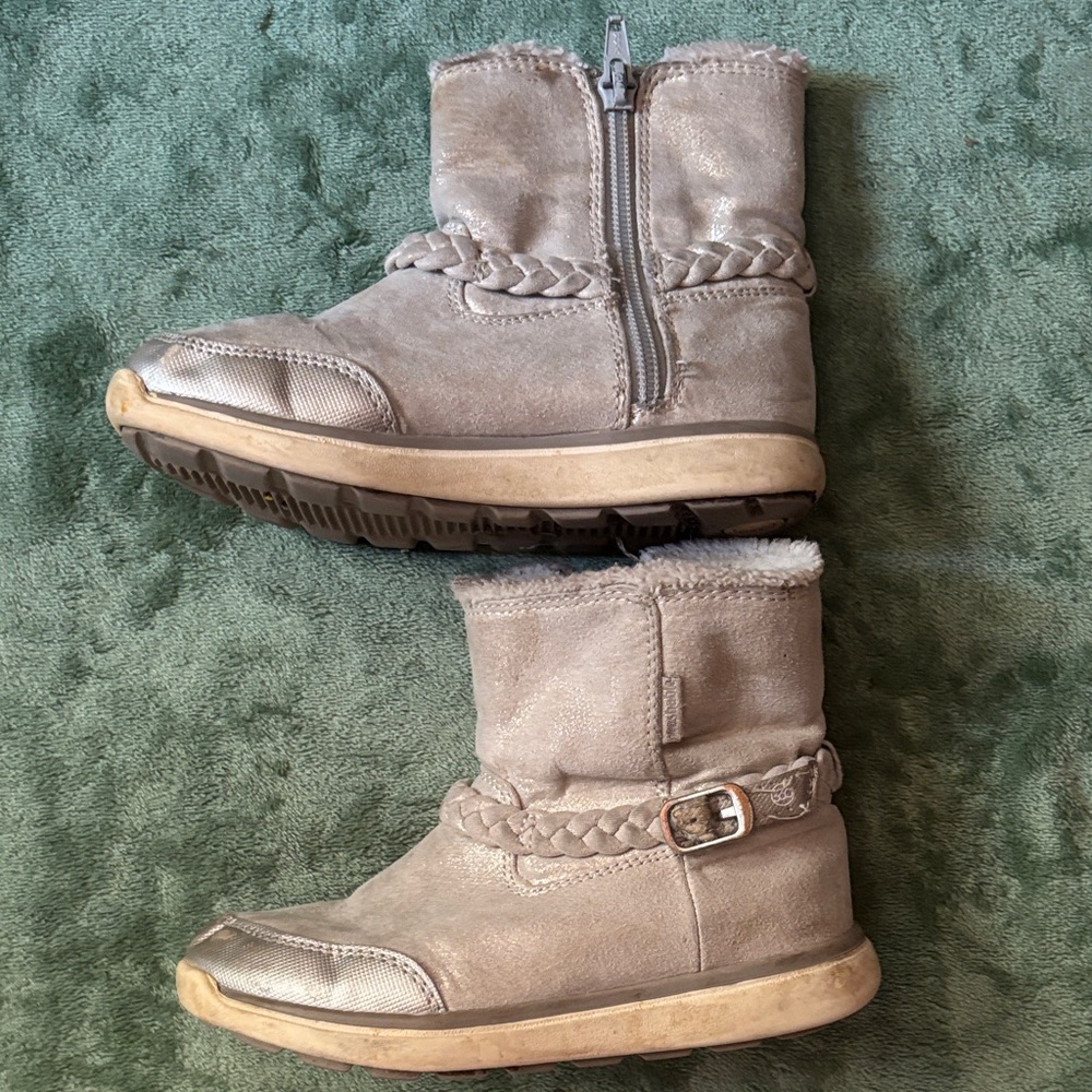 Stride Rite Gray Kids Boots with Braided Detail